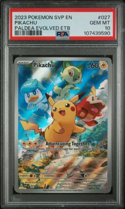 2023 Pokemon Paldea Evolved ETB Promo Pikachu SVP 027 PSA 10 - Image 1
