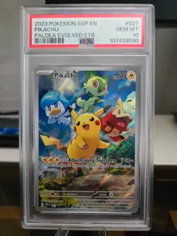 2023 Pokemon Paldea Evolved ETB Promo Pikachu SVP 027 PSA 10 - Image 3