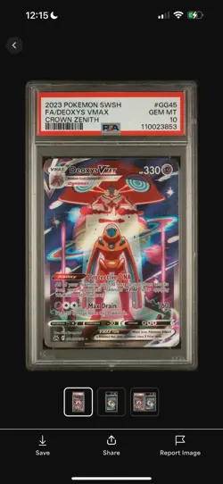 2023 POKEMON SWORD AND SHIELD CROWN ZENITHFULL ART/DEOXYS VMAX GG45 PSA 10 - Image 1