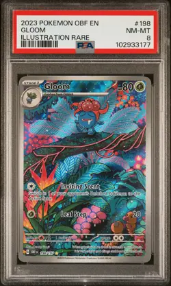 2023 POKEMON OBF EN-OBSIDIAN FLAMES ILLUSTRATION RARE #198 GLOOM PSA 8 - Image 1