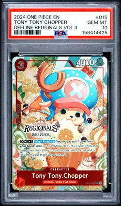 2024 One Piece EN Offline Regionals Vol 3 Tony Tony Chopper #015 PSA 10 GEM MINT - Image 1