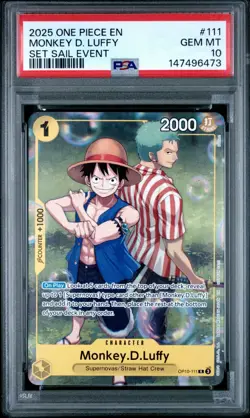 2025 ONE PIECE SET LEARN TOGETHER SAIL EVENT PROMO #111 MONKEY D LUFFY PSA 10 - Image 1
