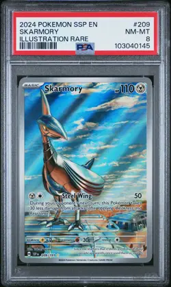 2024 POKEMON SSP EN-SURGING SPARKS ILLUSTRATION RARE #209 SKARMORY PSA 8 - Image 1