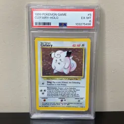 1999 Pokemon Set Unlimited Clefairy Rare Holo #5/102 PSA 6 - Image 1