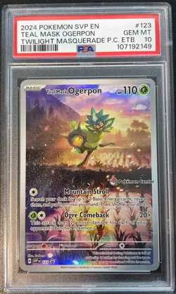 Teal Mask Ogerpon 123 Pokemon Center Exclusive PSA 10 - Image 1