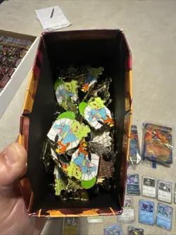 Box Of Miscellaneous Pokemon Cards,pins And Coins - Image 2