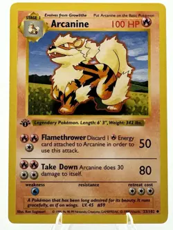 Pokemon Arcanine 1st Edition Base Set (023/102) Shadowless WOTC 1999 - Image 1