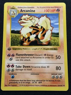Pokemon Arcanine 1st Edition Base Set (023/102) Shadowless WOTC 1999 - Image 3