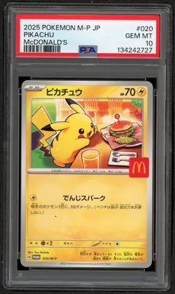 2025 POKEMON JPN M-P PROMO MCDONALD'S #020 PIKACHU PSA 10 GEM MINT JAPANESE - Image 1