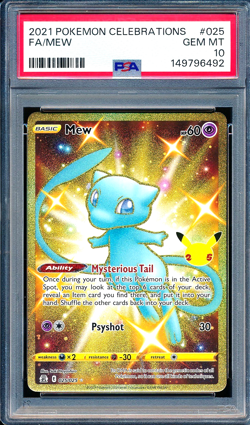 Mew 2021 Pokemon Celebrations Collection #025 Gold Shiny Full Art PSA 10 - Image 1