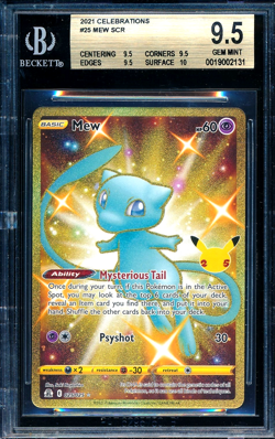 Mew 2021 Pokemon Celebrations Collection #025 Gold Shiny Full Art BGS 9.5 - Image 1