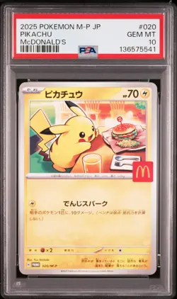 2025 POKEMON JAPANESE M-P PROMO MCDONALD'S #020 PIKACHU PSA 10 - Image 1