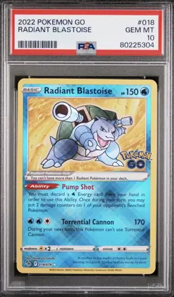 2022 POKEMON GO #018 RADIANT BLASTOISE PSA 10 - Image 1