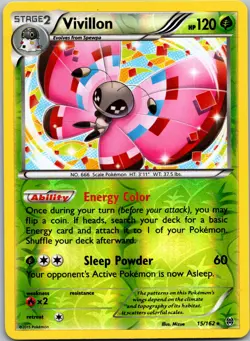 Vivillon #15/162 Reverse Holo Rare XY - BREAKthrough Pokemon NM - Image 1