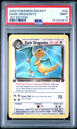 2000 POKEMON ROCKET 1ST EDITION #22 DARK DRAGONITE PSA 9 - Image 1
