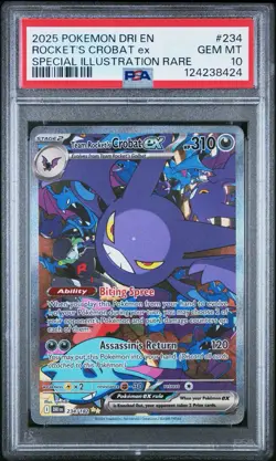 2025 Pokemon Destined Rivals Rockets Crobat EX Special Illustration Rare PSA 10 - Image 1