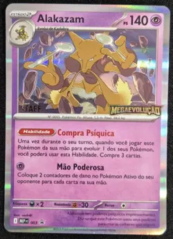 Mega Evolutions STAFF Pre Release Promo 003 Alakazam Pokemon Card Portugese - Image 1