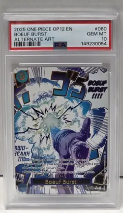 2025 One Piece PSA GEM MT 10 OP12 EN Boeuf Burst #60 Alternate Art Trading Card - Image 1