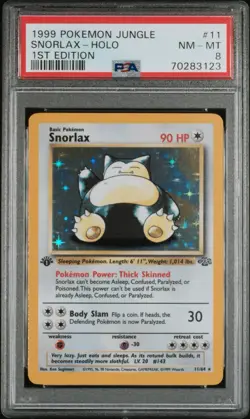 Snoarlax Jungle 1sr Edition PSA 8 Holo Pokemon Card TCG - Image 1