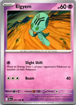Elgyem 040/086 Common Black Bolt Pokemon Near Mint - Image 1