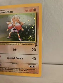 Hitmonchan Base Set 2 Holo Rare 8/130 Pokemon Card - WOTC 2000 SWIRL - Image 2