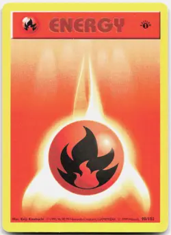 Fire Energy 98/102 Common Base Set Shadowless Pokemon 1st Edition DMG - Image 1