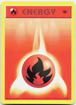Fire Energy 98/102 Common Base Set Shadowless Pokemon 1st Edition NM - Image 1