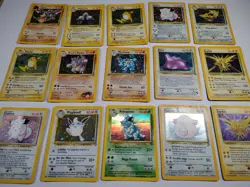 Zapdos, Raichu, Ditto, Jungle Fossil Base Set Damaged Holo Pokemon Card Lot - Image 1