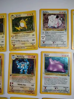 Zapdos, Raichu, Ditto, Jungle Fossil Base Set Damaged Holo Pokemon Card Lot - Image 4