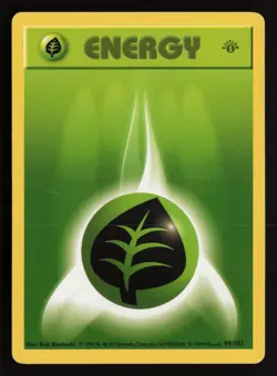 Pokemon Card - Grass Energy Base Set (Shadowless) 99/102 Common 1st Edition - Image 1