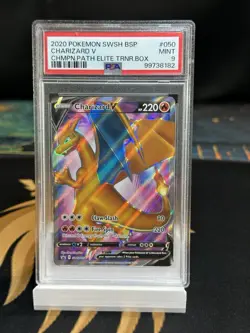 2020 Pokemon Sword & Shield Champions Path CHARIZARD Promo #050 Full Art - PSA 9 - Image 1