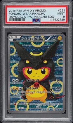 2016 POKEMON JAPANESE XY PROMO #231 PONCHO-WEARING PIKACHU PSA 9 - Image 1