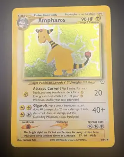 2001 Pokemon, Neo Revelation, #1/64 Ampharos, Holo Rare - Image 1