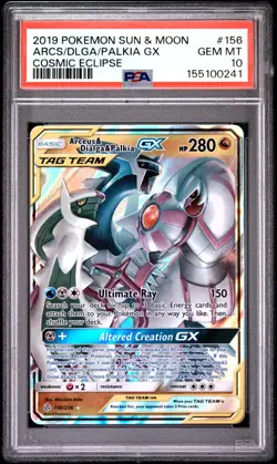 PSA 10 Arceus & Dialga & Palkia GX Tag Team #156/236 Pokemon Cosmic Eclipse - Image 1