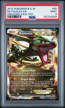 2012 Pokemon Black & White Rayquaza EX Dragons Exalted Ultra 85/124 PSA 9 Mint - Image 1