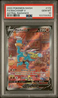 2022 POKEMON SWORD & SHIELD ASTRAL RADIANCE #172 FULL ART/MACHAMP V PSA 10 - Image 1