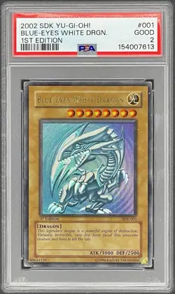 Konami 2002 Yu-Gi-Oh! Blue-Eyes White Dragon SDK-001 1st Ed PSA 2 - Image 1