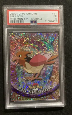 2000 Topps Chrome Sparkle Pokemon T.V. Spearow #21 PSA 5 - Image 1