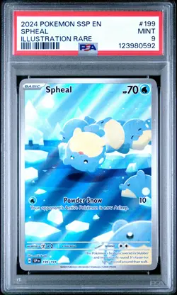 2024 POKEMON SSP EN-SURGING SPARKS ILLUSTRATION RARE #199 SPHEAL PSA 9 - Image 1