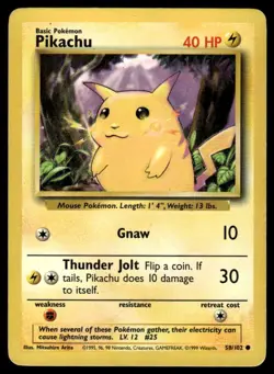 POKEMON PIKACHU BASE SET UNLIMITED 58/102 C MP - Image 1