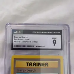 1999 Fossil Energy Search #59 CGC 9 Pokemon Card - Image 3