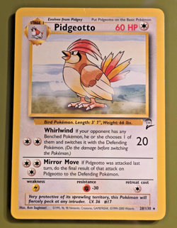 Pokemon TCG Pidgeotto 28/130 Base Set 2 Rare small crease - Image 1
