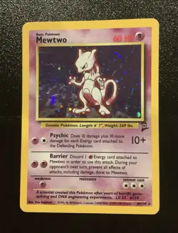 Pokemon Mewtwo Holo Rare Base Set 2 10/130 Vintage 2000 - Image 1