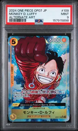 One Piece PSA 9 Monkey D. Luffy OP07-109 500 Years in Future 2024 Japanese - Image 1
