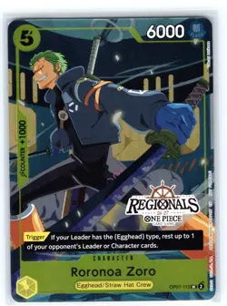 One Piece English - Roronoa Zoro - OP07-113 26-27 Regionals - Promo - NM - Image 1