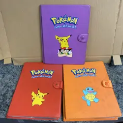Lot Of 3 Pokemon Red, Orange, Purple Plastic Binder Vintage for Pokemon Cards - Image 1