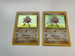 Pokemon Pair of Hitmonchan Cards 8/130 Promo and 7/102 Holo Rare - Image 1