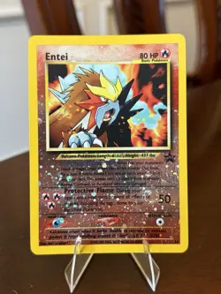 Entei 34 Wizards Black Star Promos SWIRL Reverse Holo Pokemon Card LP - Image 1