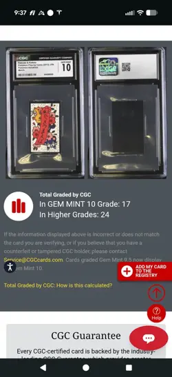 POP 17) CGC 10 GEM MINT Pokemon Japanese Playing Cards Hanafuda Raticate Rattata - Image 4