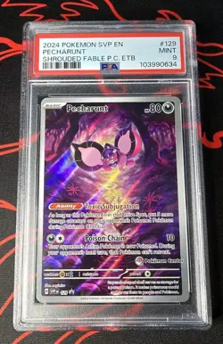 POKEMON 2024 SHROUDED FABLE PECHARUNT POKEMON CENTER ETB 129 PSA 9 - Image 1